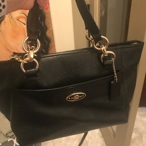 Black leather coach satchel